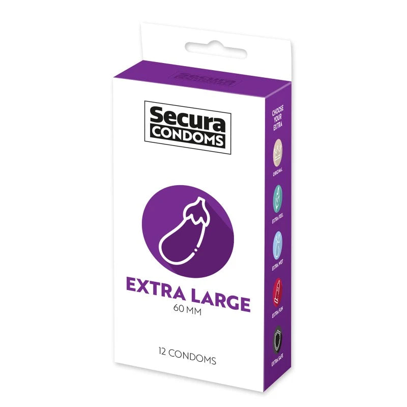 Préservatifs lubrifiés en latex x12 avec réservoir Extra Large 60 mm