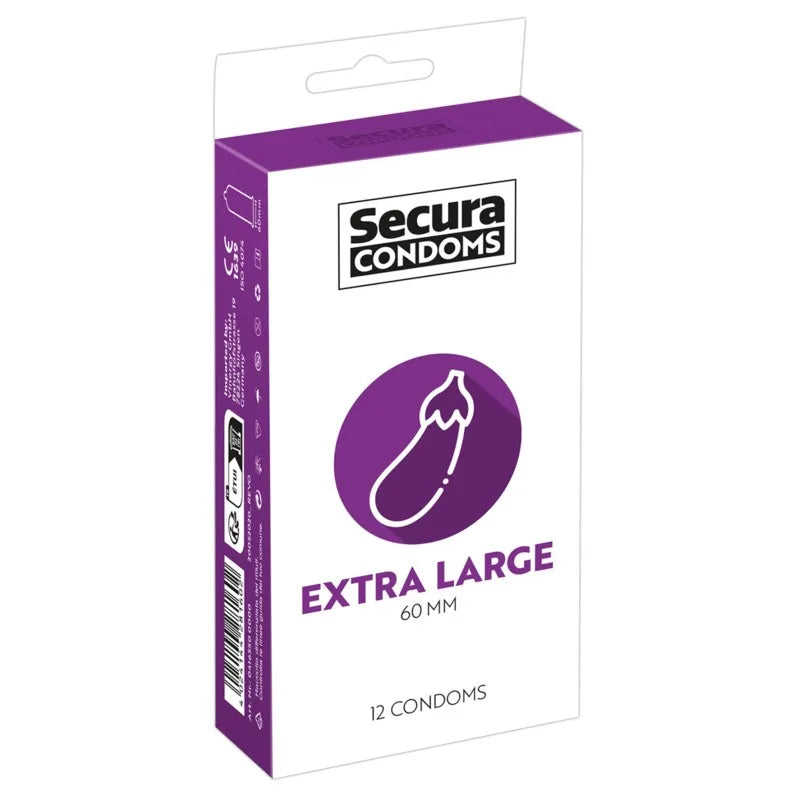 Préservatifs lubrifiés en latex x12 avec réservoir Extra Large 60 mm