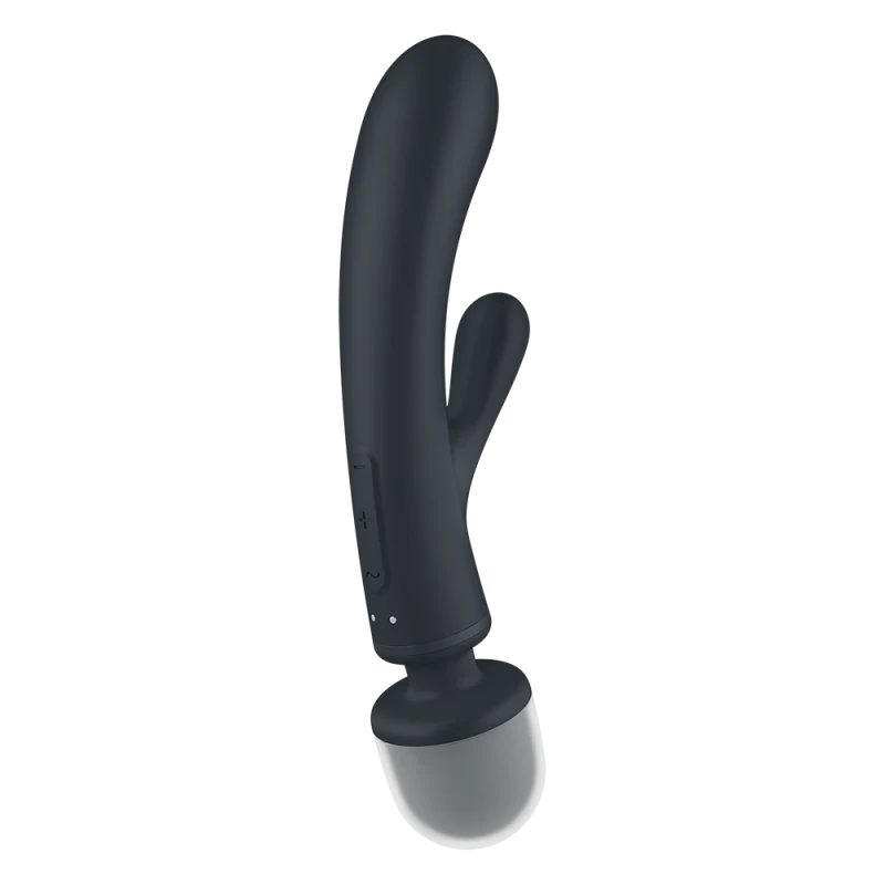 2 en 1 Vibromasseur rabbit et wand noir USB Triple Lover Satisfyer