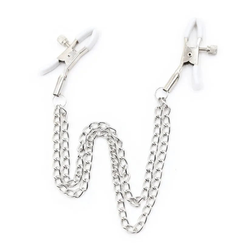 Pinces à seins réglables avec double chainettes