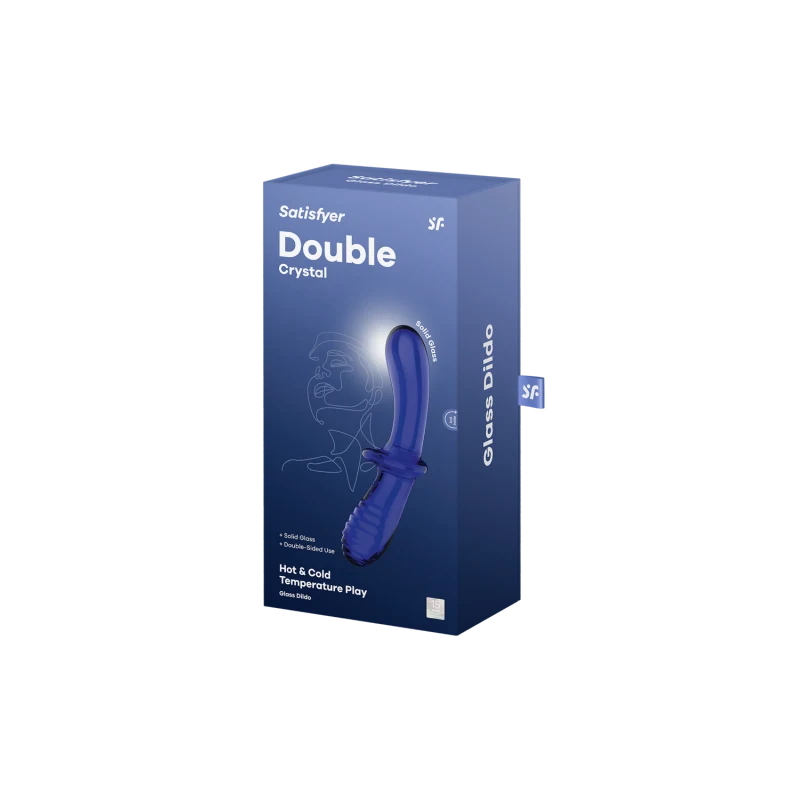 Gode en verre borosilicaté massif bleu Double Crystal Satisfyer