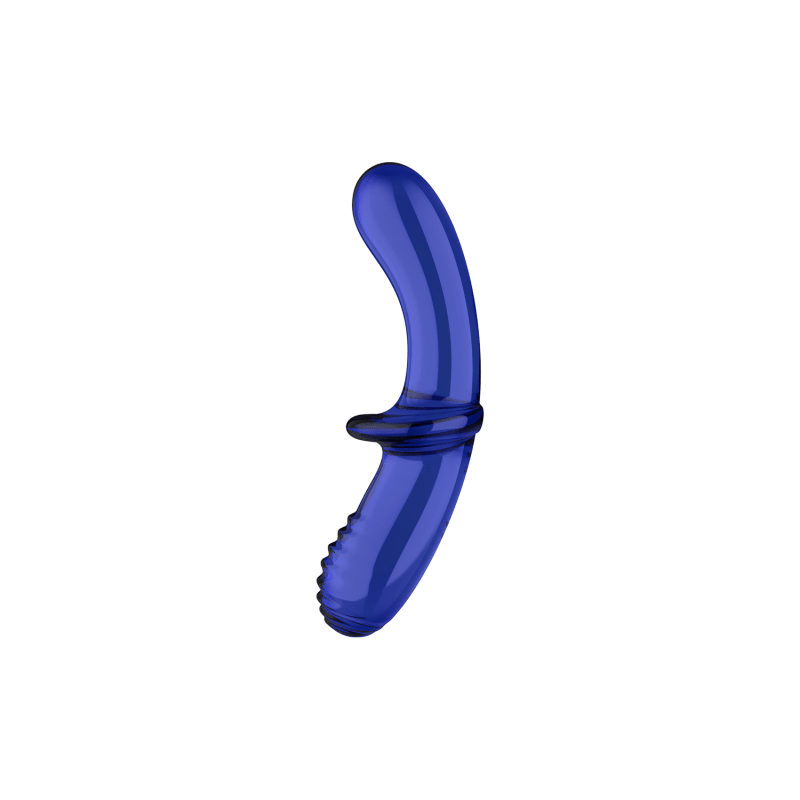 Gode en verre borosilicaté massif bleu Double Crystal Satisfyer