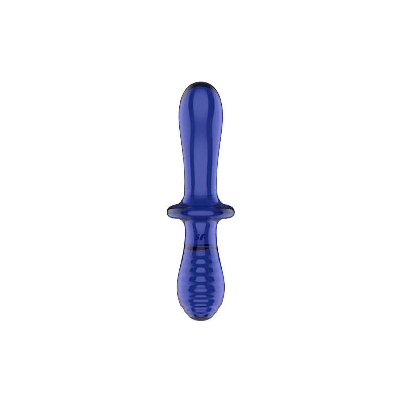 Gode en verre borosilicaté massif bleu Double Crystal Satisfyer