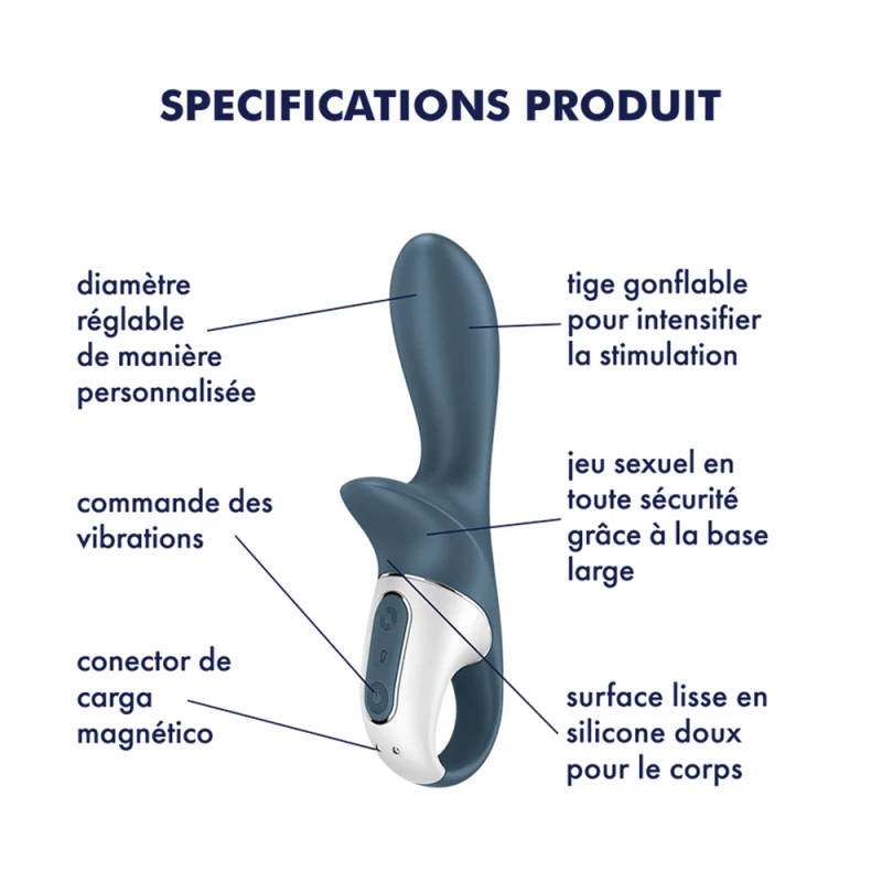 Vibromasseur gonflable anal gris USB Air Pump Booty 2 Satisfyer