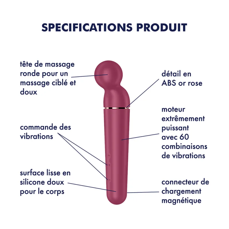 Vibromasseur wand rouge USB 60 vibrations Planet Wand-er Satisfyer