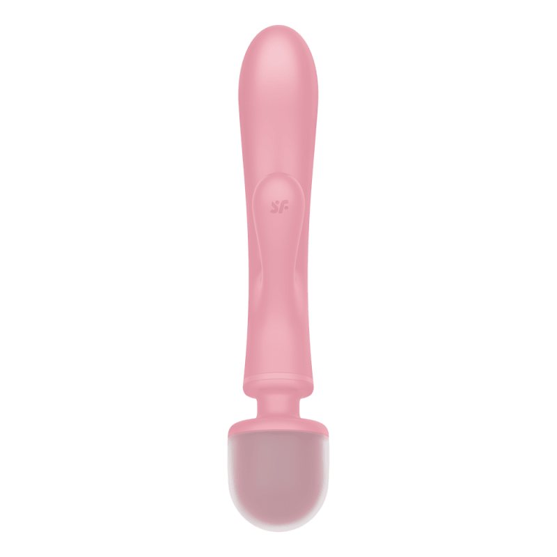 2 en 1 Vibromasseur rabbit et wand rose USB Triple Lover Satisfyer