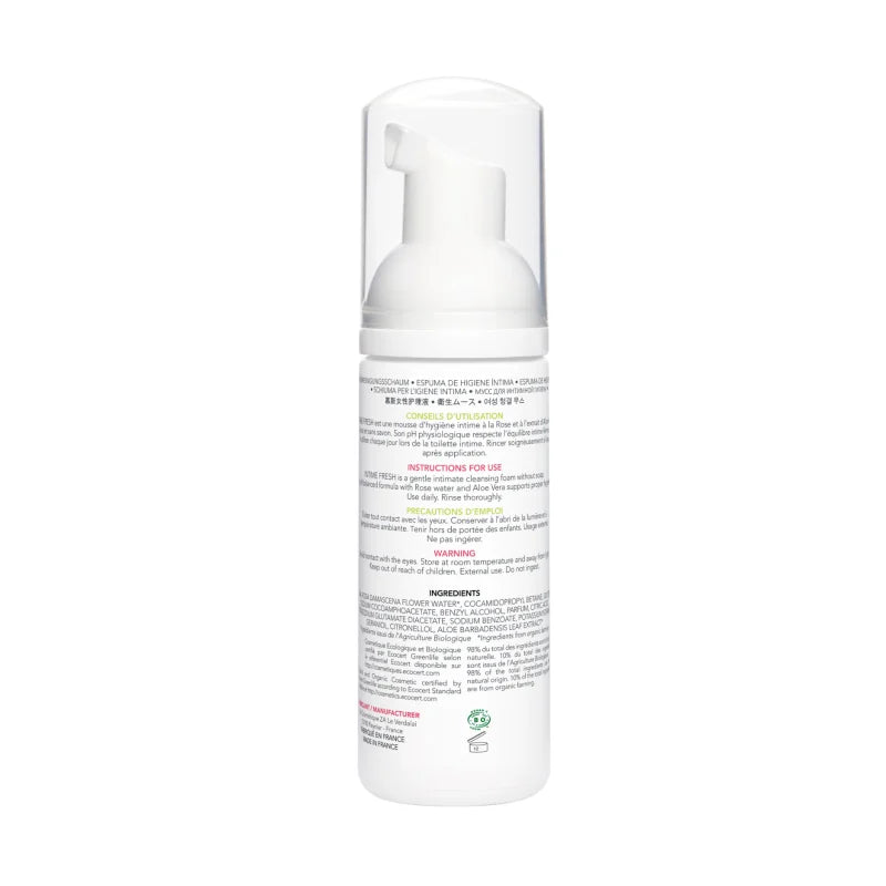 Mousse nettoyante intime à la rose de Damas et à l'extrait d'Aloe Vera 150ml