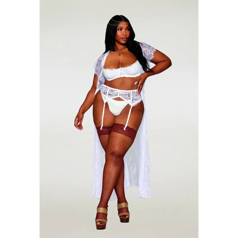 Soutien-gorge, grande taille, Demi-seins à armatures en dentelle blanche