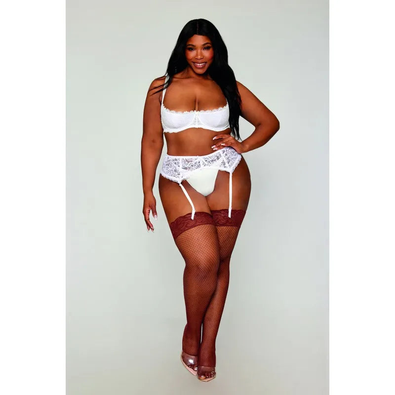 Soutien-gorge, grande taille, Demi-seins à armatures en dentelle blanche