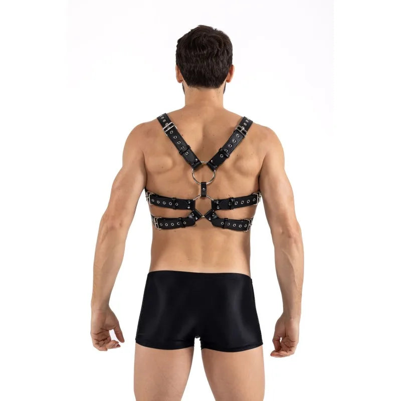 Harnais homme simili cuir avec sangles reliées par de larges anneaux - LM302412150