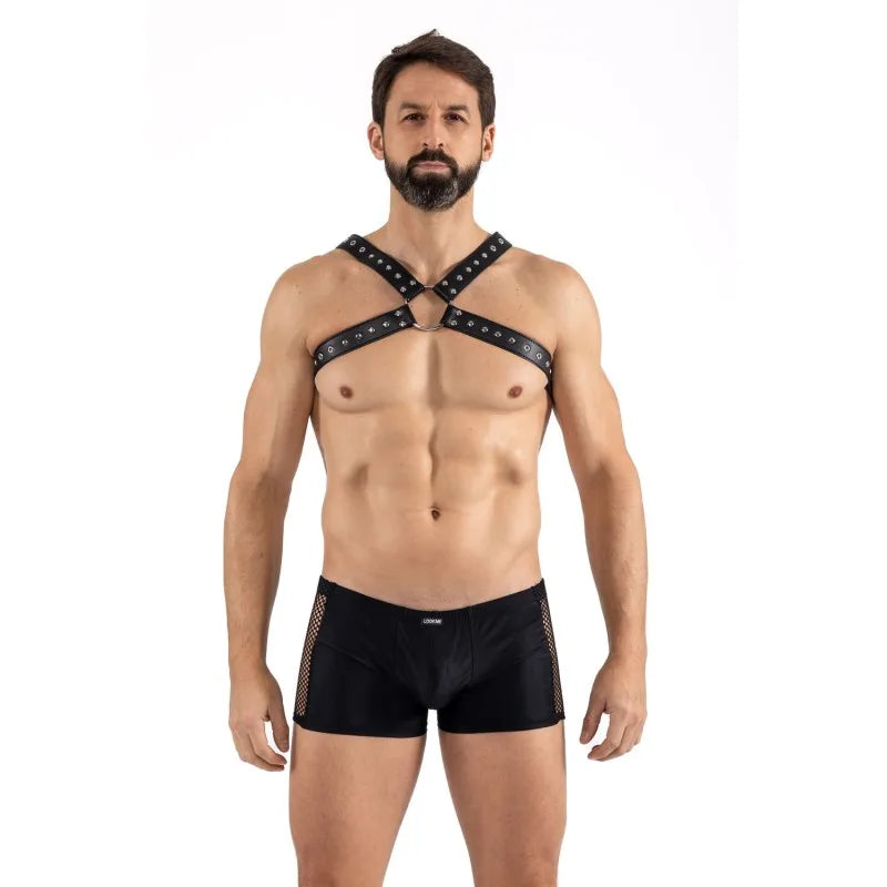 Harnais homme simili cuir larges sangles avec anneaux - LM302412187