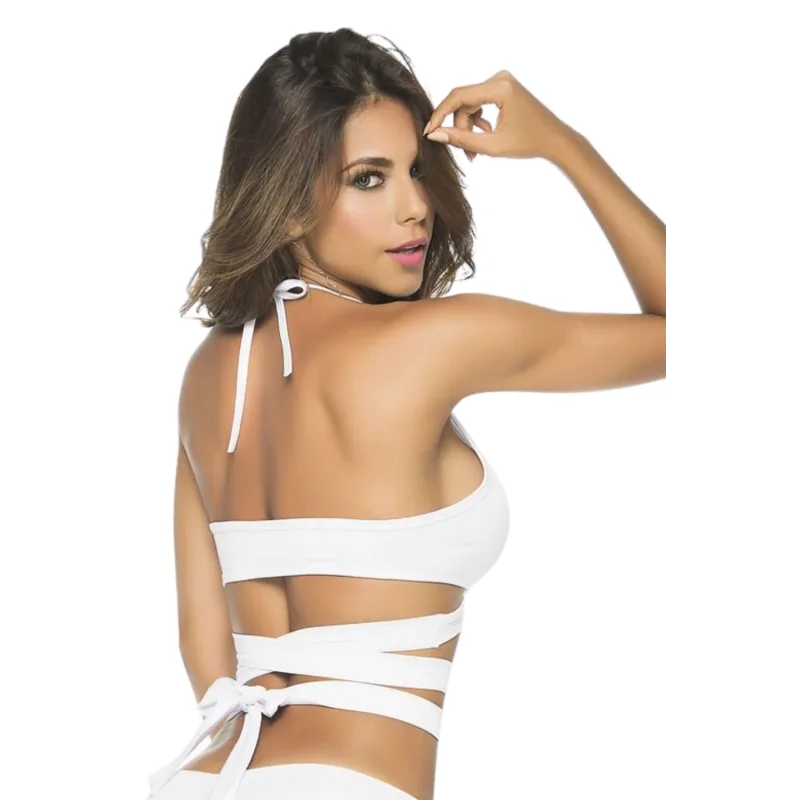 Top "Wrap Around" blanc
