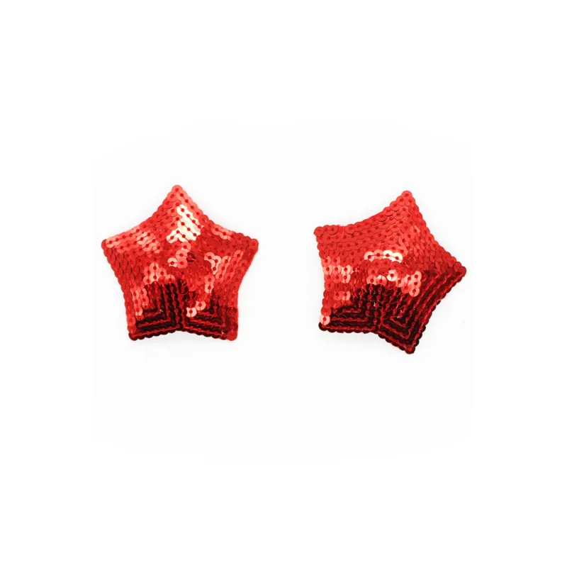 Paire de cache tétons adhésifs étoile pailletée sequin rouge