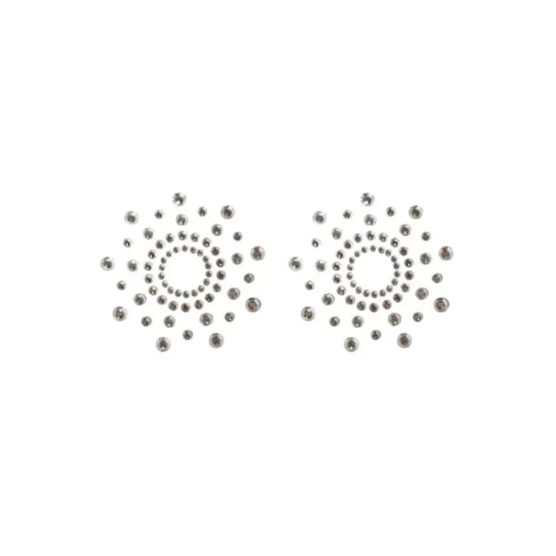 Paire de cache tétons adhésifs strass blanc