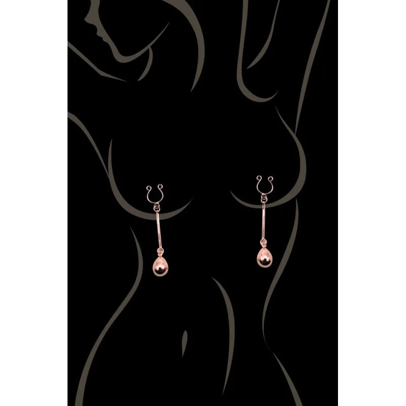 Bijou pince téton, forme perle doré rose