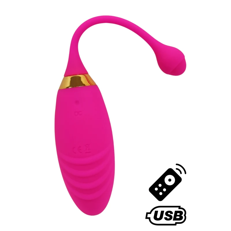 SUNDAY, Un Œuf vibrant USB avec télécommande, dans un silicone médical doux et rainuré