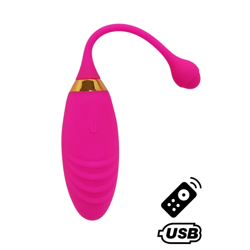 SUNDAY, Un Œuf vibrant USB avec télécommande, dans un silicone médical doux et rainuré