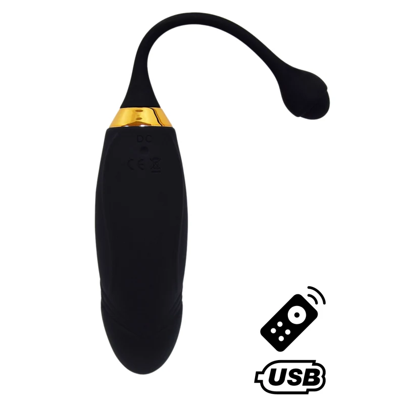 HAPPY, Un Œuf vibrant long USB avec télécommande, dans un silicone médical doux et lisse