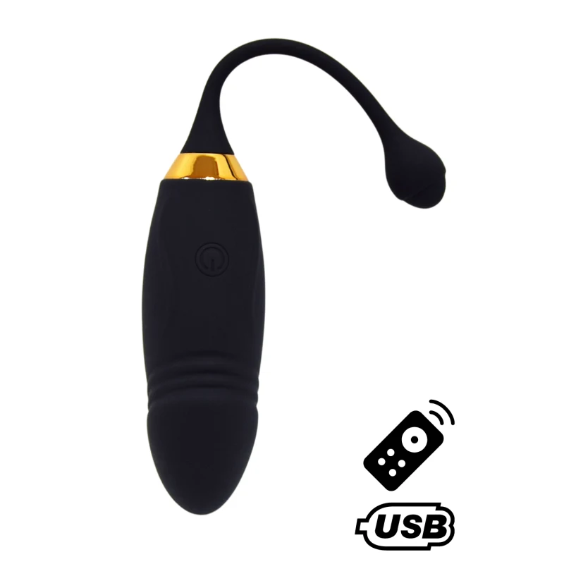 HAPPY, Un Œuf vibrant long USB avec télécommande, dans un silicone médical doux et lisse