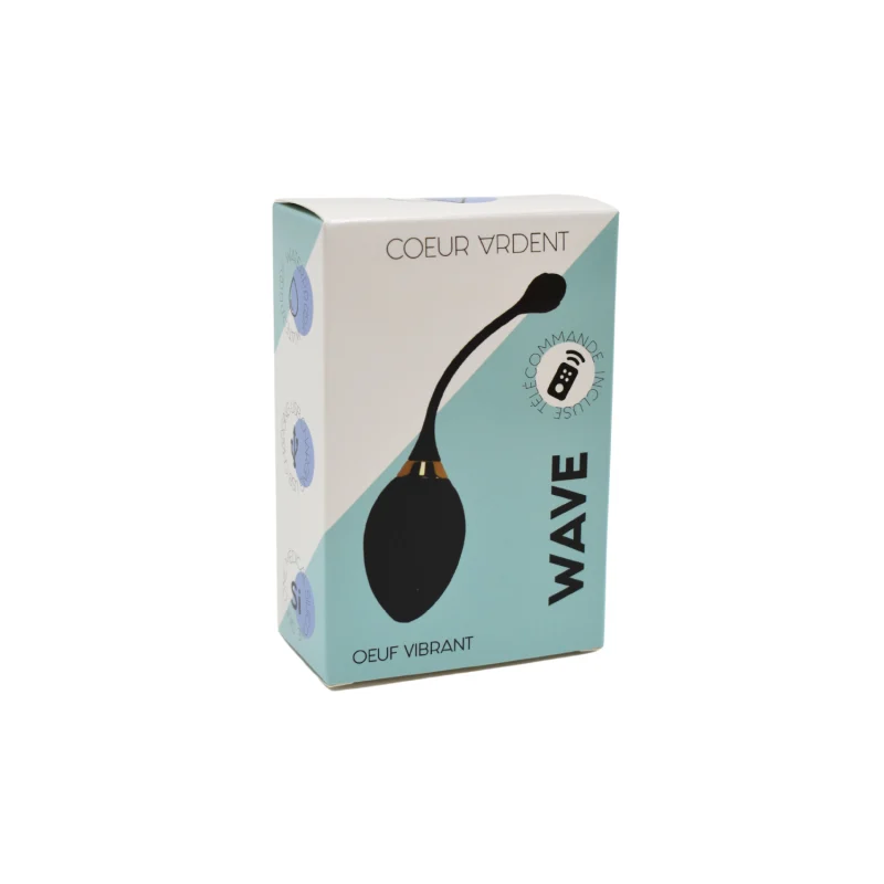 WAVE, Un Œuf vibrant noir USB avec télécommande, dans un silicone médical doux et lisse