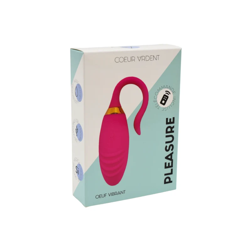 PLEASURE, Un Œuf vibrant USB avec télécommande, dans un silicone médical doux et rainuré