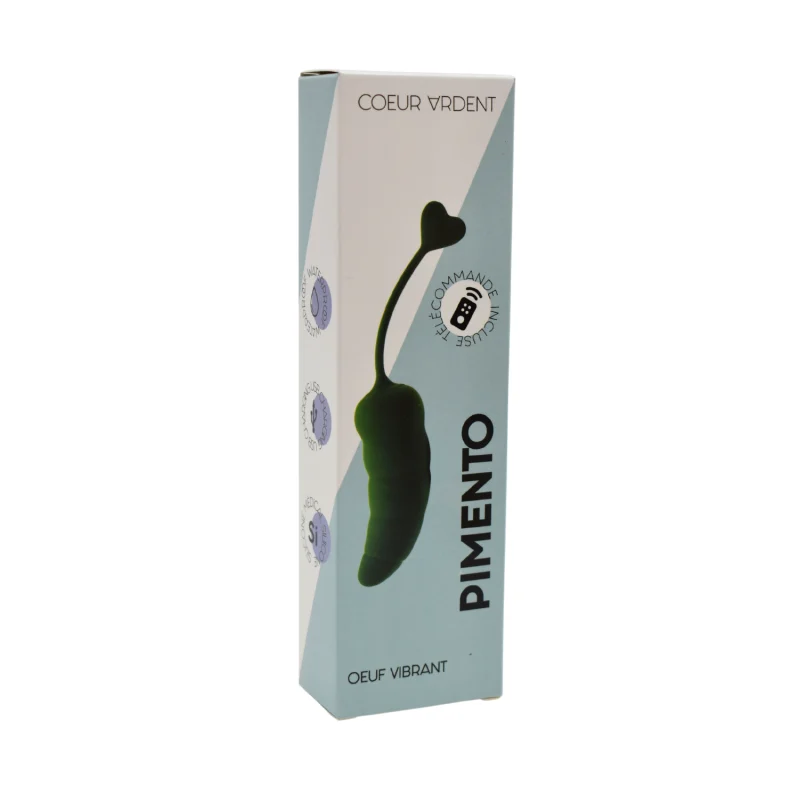 PIMENTO, Un Œuf vibrant avec télécommande, couleur et forme "Piment" en silicone médical