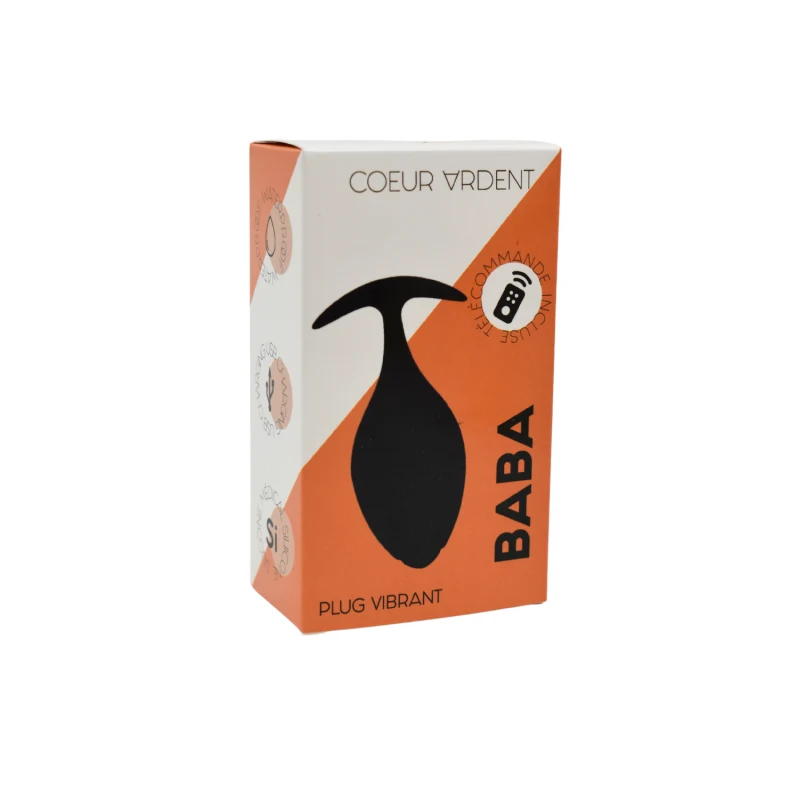 BABA, Plug vibrant anal noir USB, avec télécommande