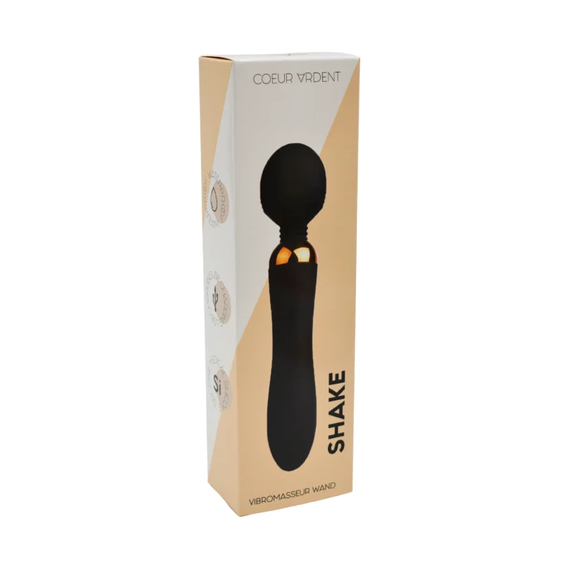 SHAKE Noir, Vibromasseur Wand USB en silicone médical avec 2 puissants moteurs indépendants