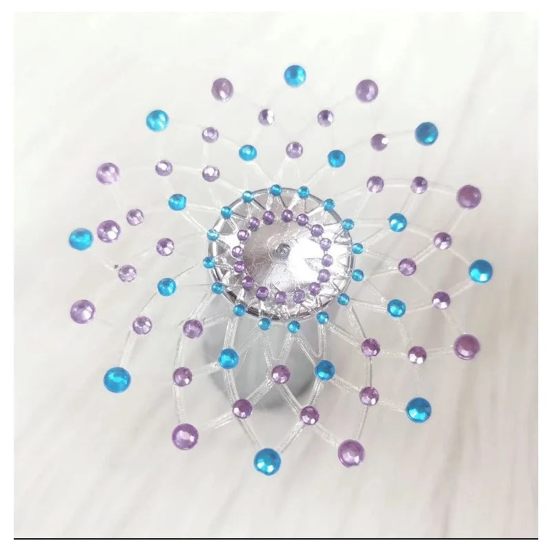 Paire de cache tétons adhésifs strass bleu et violet
