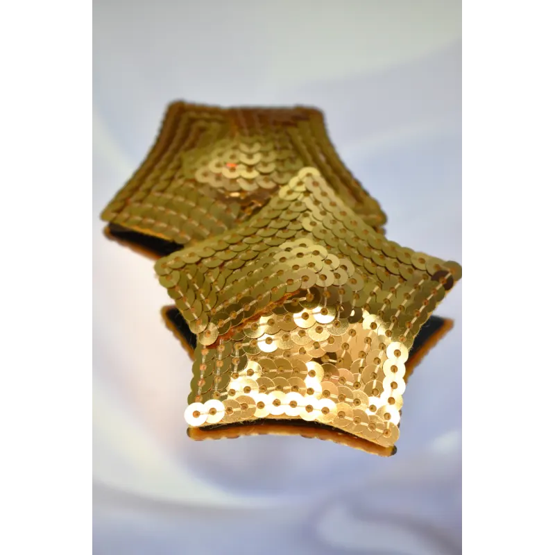 Paire de cache tétons adhésifs étoile pailletée sequin doré