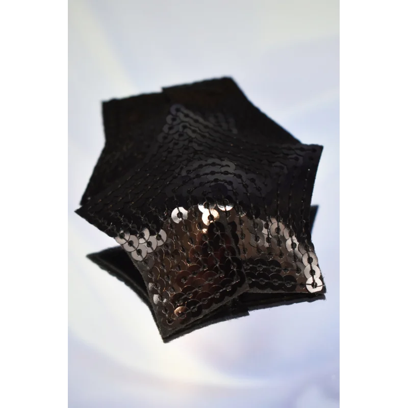 Paire de cache tétons adhésifs étoile pailletée sequin noir