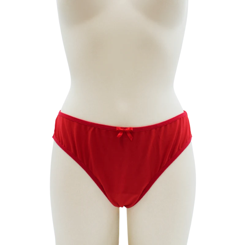 Culotte rouge en dentelle avec nœud en satin