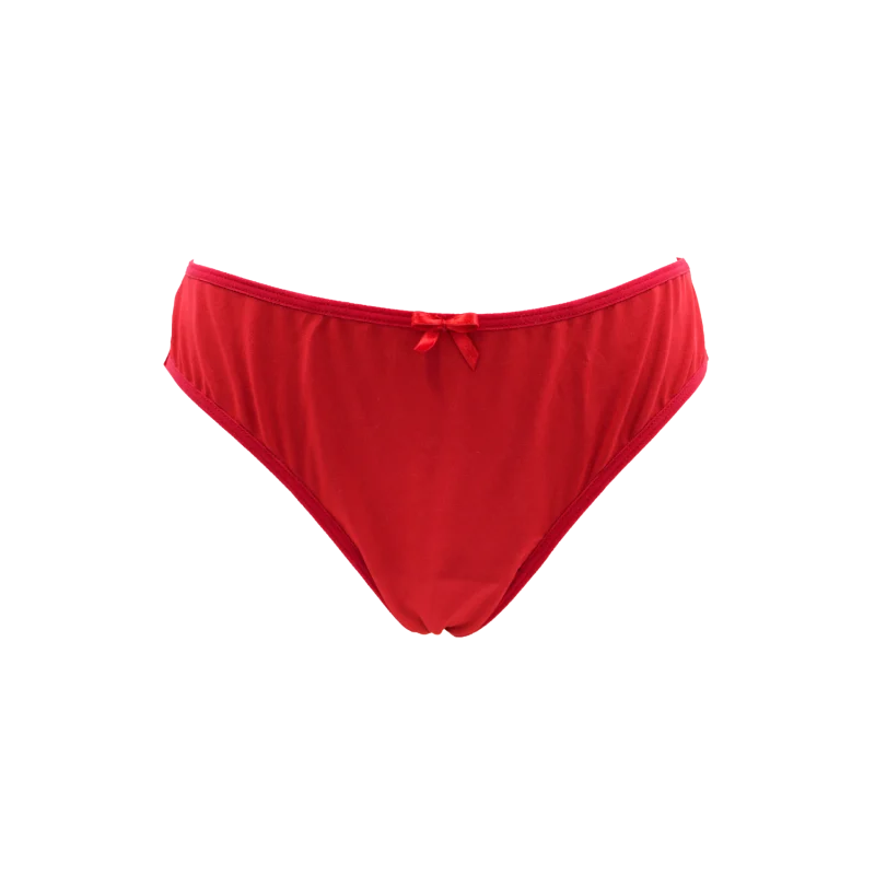 Culotte rouge en dentelle avec nœud en satin