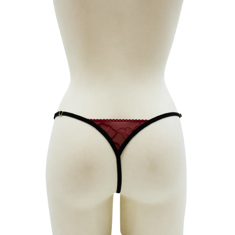 String bordeaux avec anneaux détachables