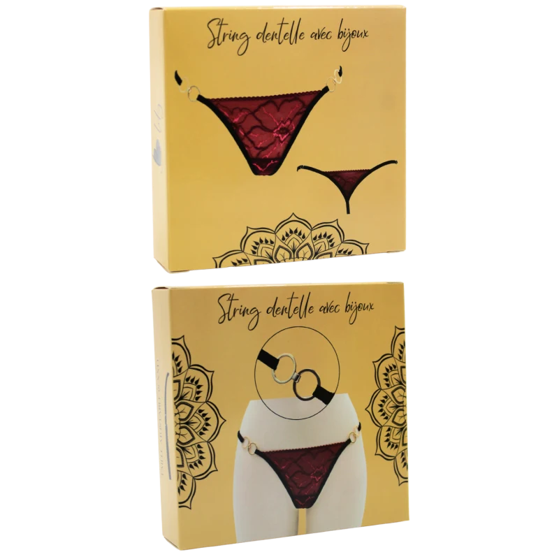 String bordeaux avec anneaux détachables