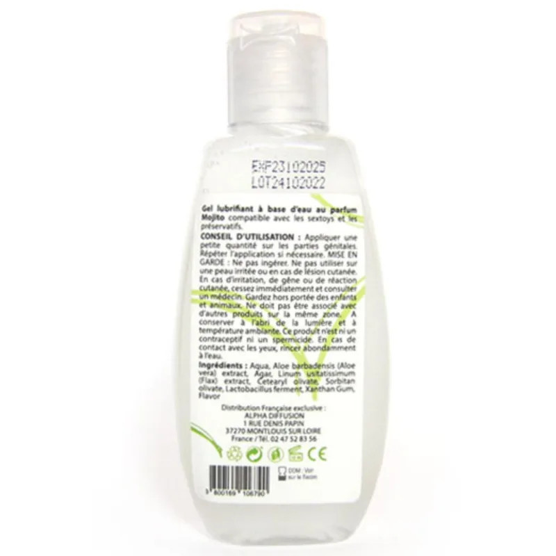 Lubrifiant à base d'eau 100% naturel Mojito 90 ml