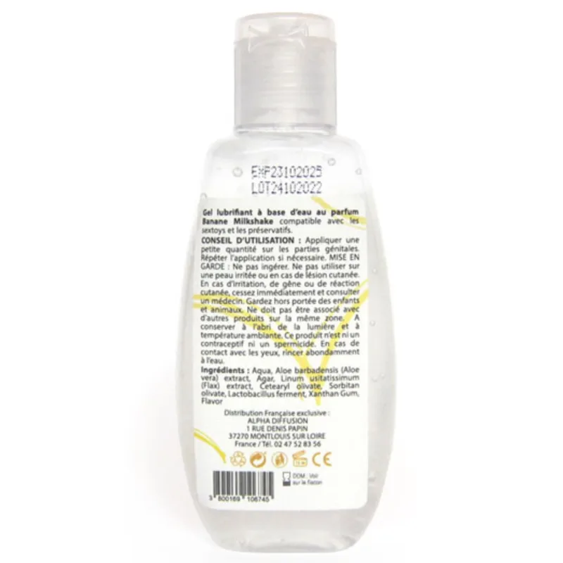 Lubrifiant à base d'eau 100% naturel Banane Milkshake 90 ml