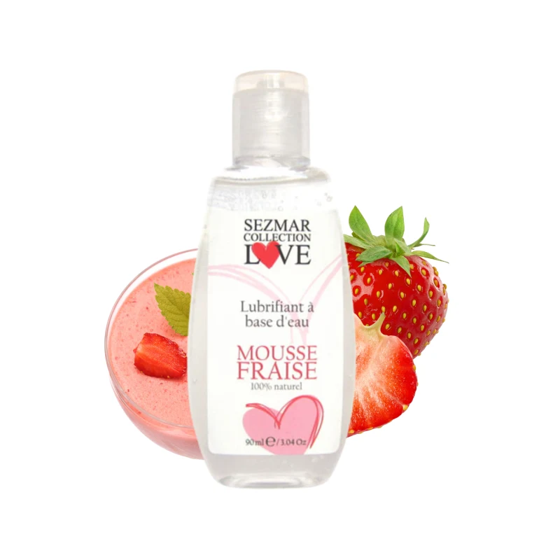 Lubrifiant à base d'eau 100% naturel Mousse fraise 90 ml