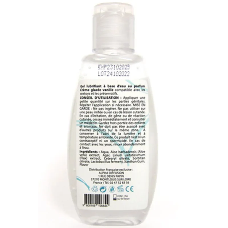 Lubrifiant à base d'eau 100% naturel Crème glacée vanille 90 ml