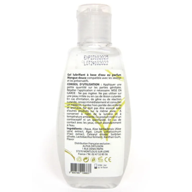 Lubrifiant à base d'eau 100% naturel Mangue Douce 90 ml