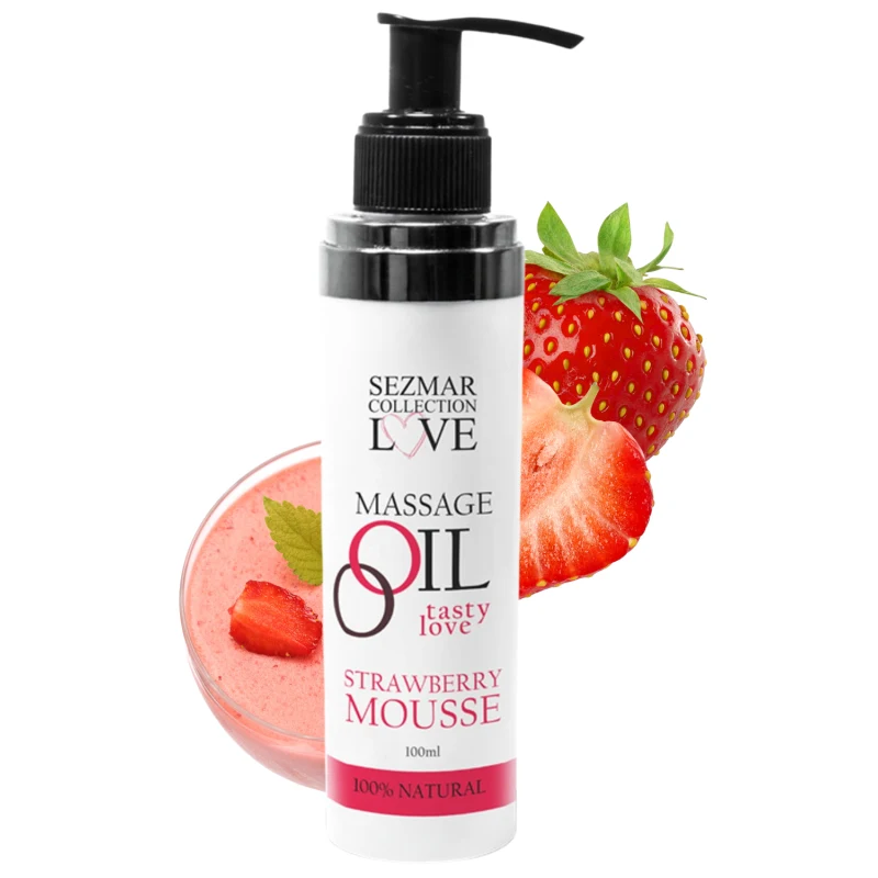 Huile de massage comestible mousse de fraise 100ml 100% naturelle