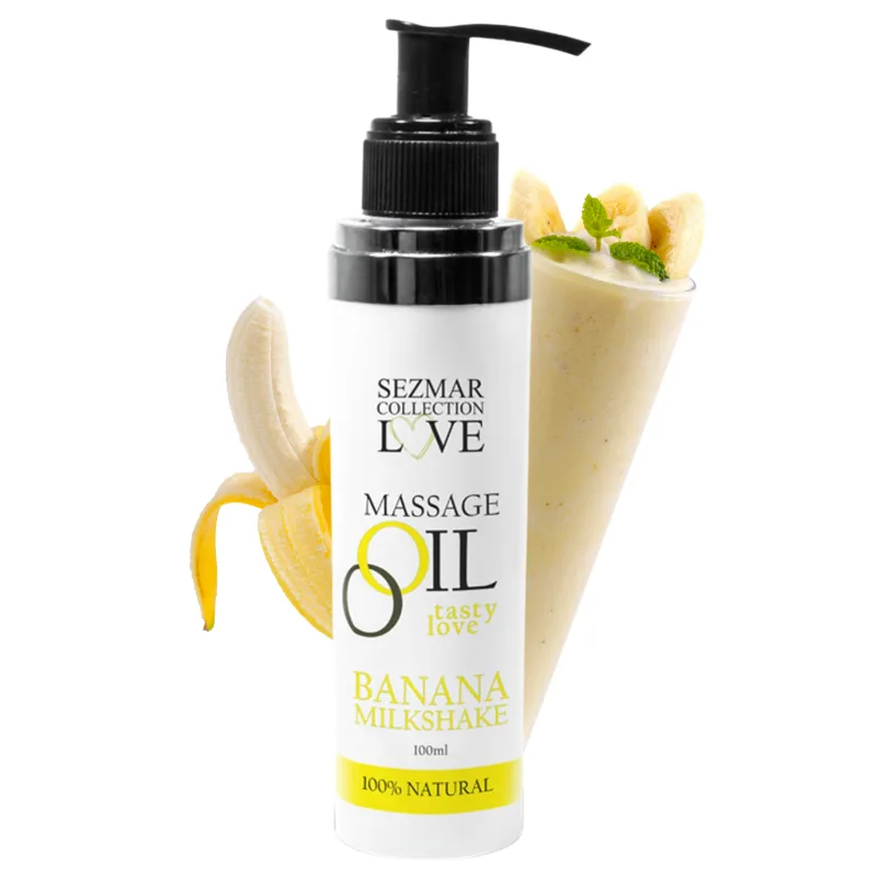 Huile de massage comestible milkshake banane 100ml 100% naturelle