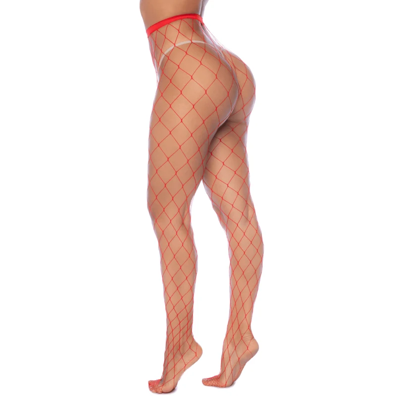 Collant large maille rouge