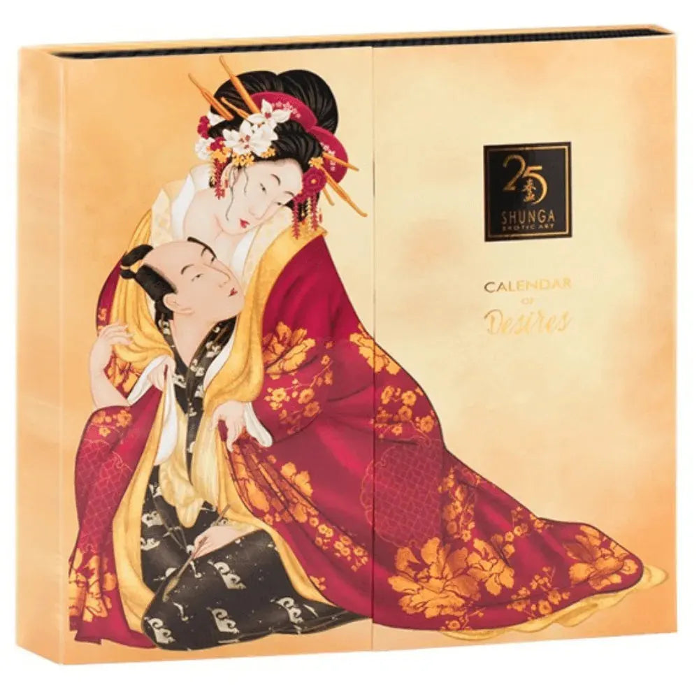 Coffret Shunga Calendar of Desires, luxueux calendrier érotique, art sensuel japonais, idéal pour moments intimes.