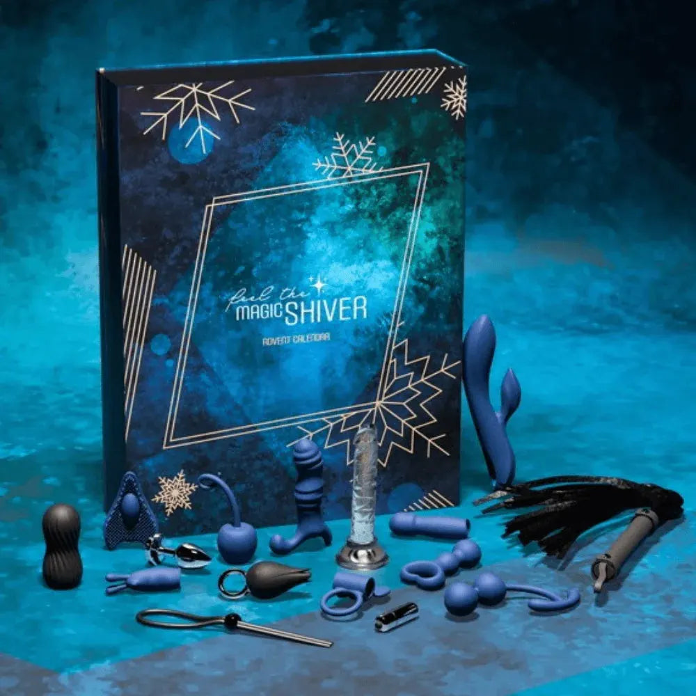 Calendrier de l'Avent coquin, jouets intimes bleus, accessoires sensuels pour adulte.