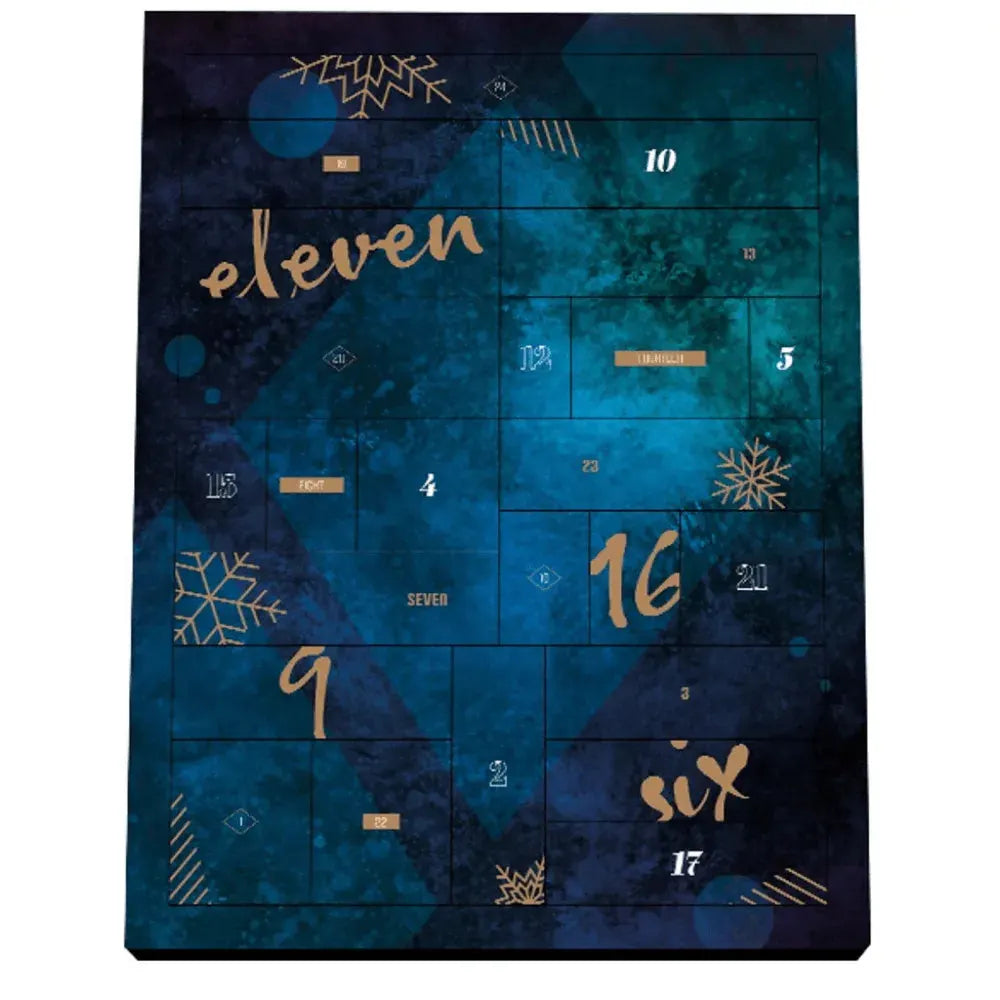 Calendrier de l'Avent adultes bleu, surprises sensuelles pour chaque jour de décembre.