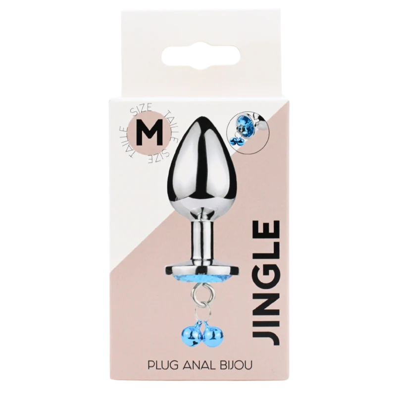 Plug bijou aluminium bleu avec clochettes Taille M JINGLE