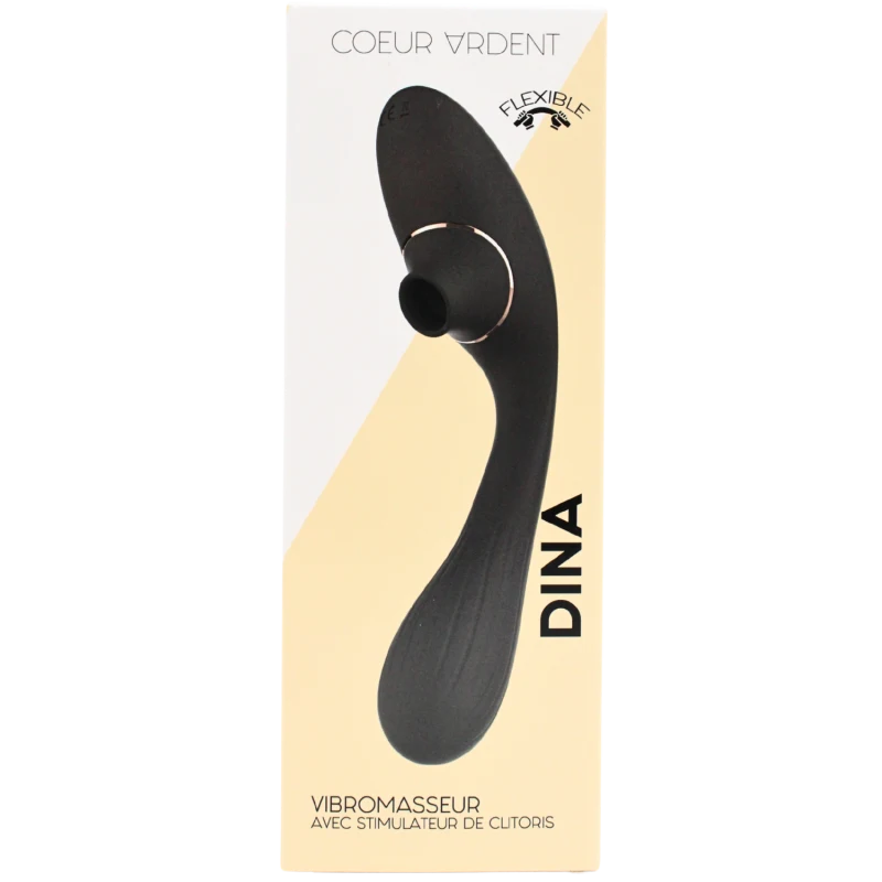Stimulateur Clitoridien &amp; Vibromasseur Point G 2-en-1 DINA Noir