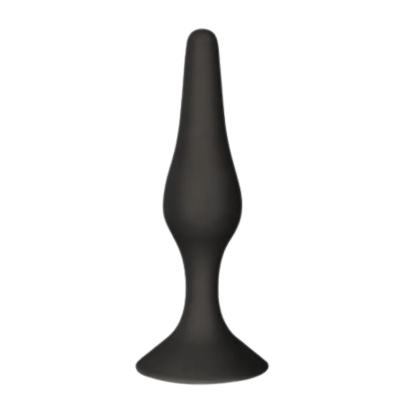 Plug Anal Noir en Silicone M avec Ventouse Taille M 11,3 cm Pocket Pleasure + 1 dosette de lubrifiant