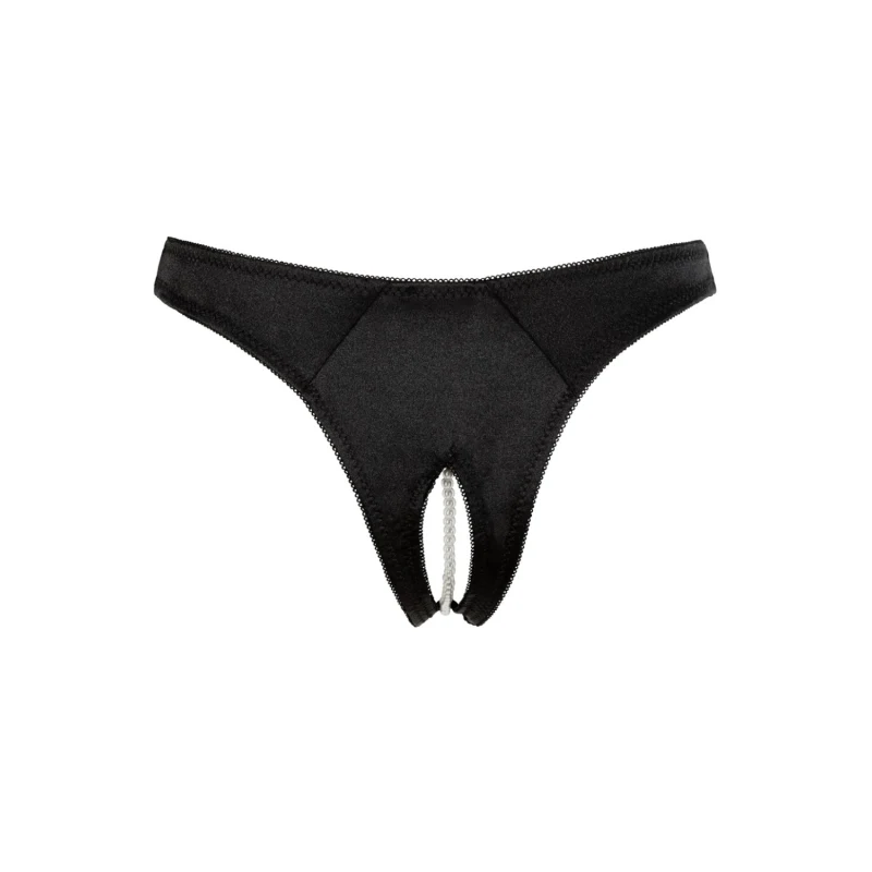 Tanga ouvert en satin avec perles - Cottelli